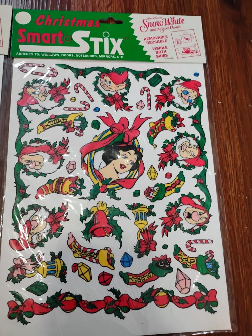 NOS Vintage Eureka Christmas Smart Stix Snow White Disney Window Stickers (2)